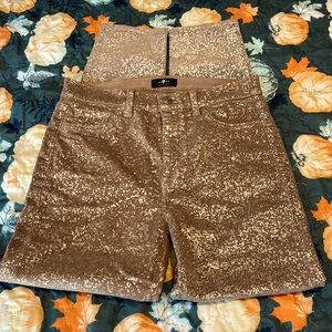 7 For All Mankind Gold Metallic Skinny Jeans